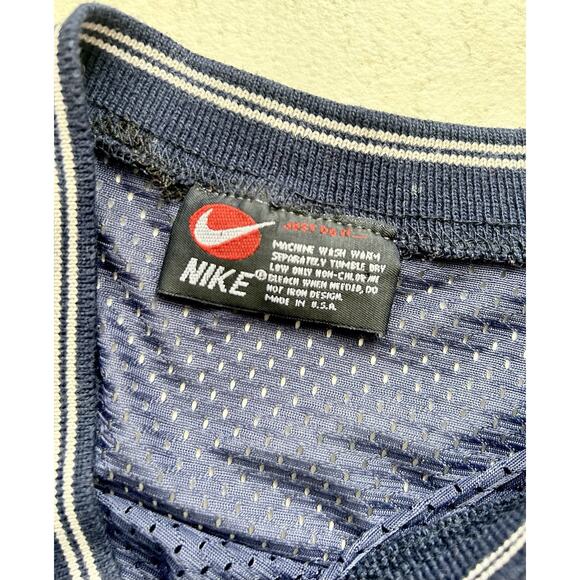 Vintage NIKE Swoosh Mini Logo Mesh Jersey Shirt Mens 2X Blue Made in the USA - Picture 3 of 10